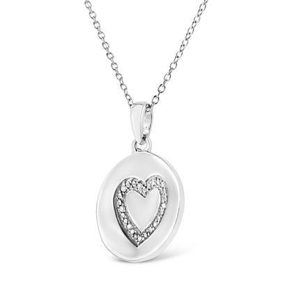 Haus of Brilliance .925 Sterling Silver Prong-Set Diamond Accent Heart Emblemed 18&quot; Pendant Necklace (I-J Color, I1-I2 Clarity)