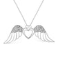 Haus of Brilliance .925 Sterling Silver Pave-Set Diamond Accent Angel Wing 18" Double Heart Pendant Necklace (I-J Color, I1-I2 Clarity)