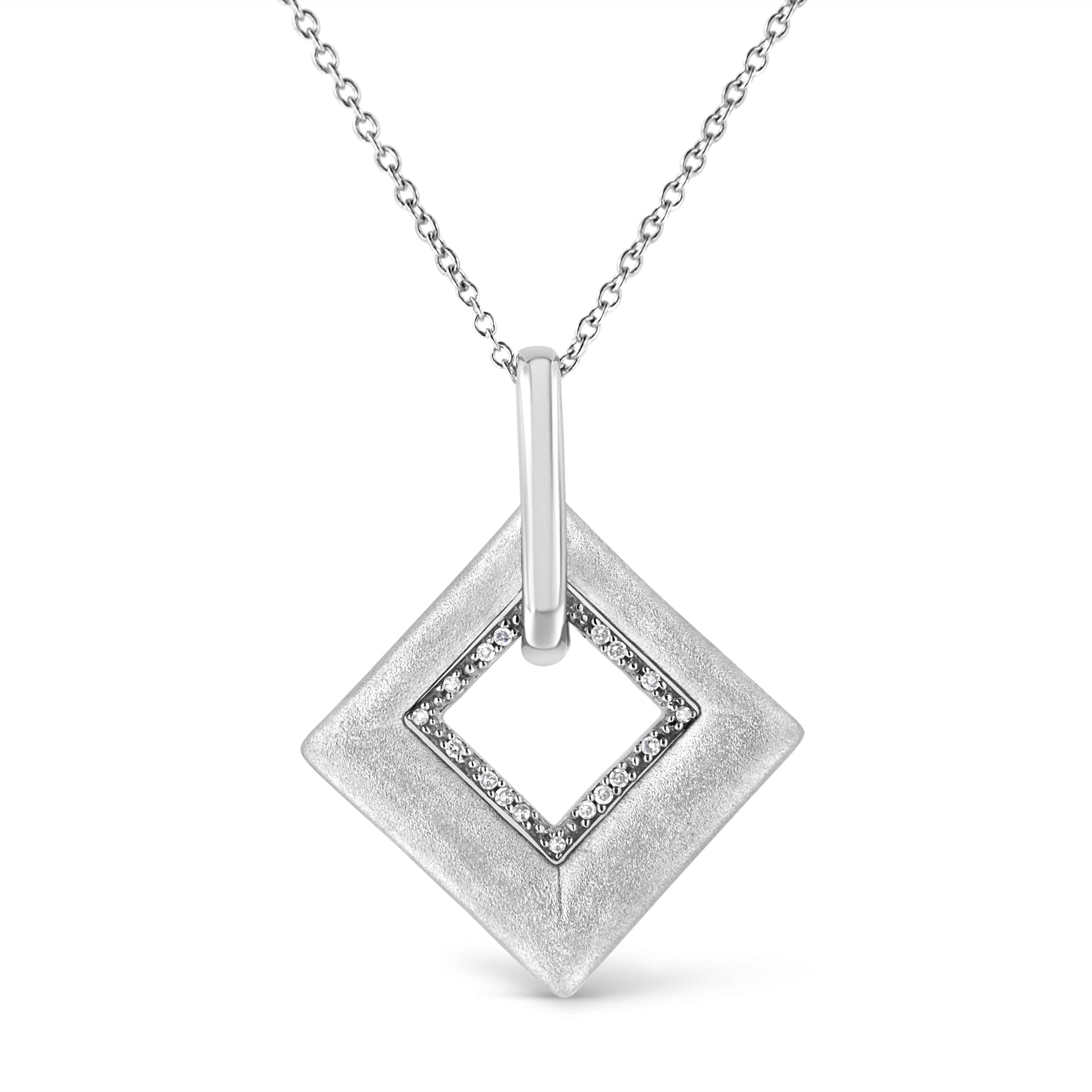 Haus of Brilliance .925 Sterling Silver Pave-Set Diamond Accent Kite Shape 18&quot; Pendant Necklace (I-J Color, I1-I2 Clarity)