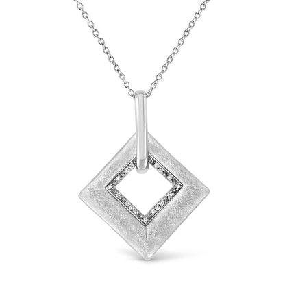 Haus of Brilliance .925 Sterling Silver Pave-Set Diamond Accent Kite Shape 18&quot; Pendant Necklace (I-J Color, I1-I2 Clarity)