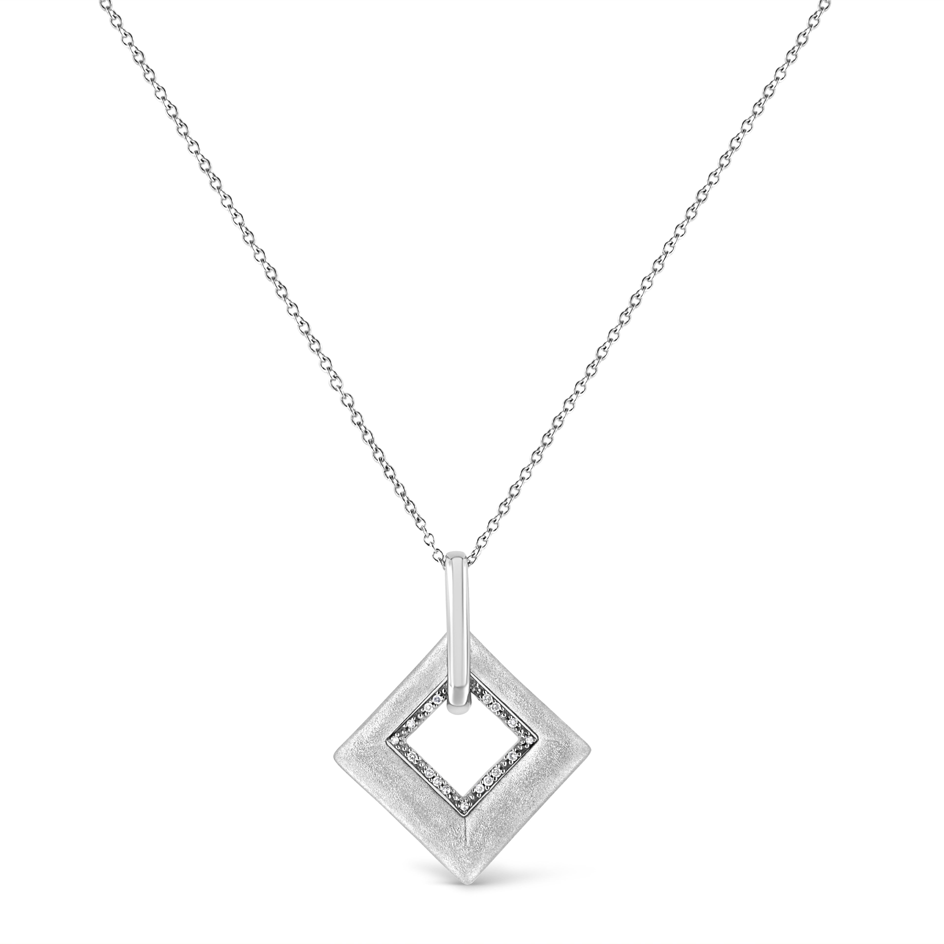 Haus of Brilliance .925 Sterling Silver Pave-Set Diamond Accent Kite Shape 18&quot; Pendant Necklace (I-J Color, I1-I2 Clarity)