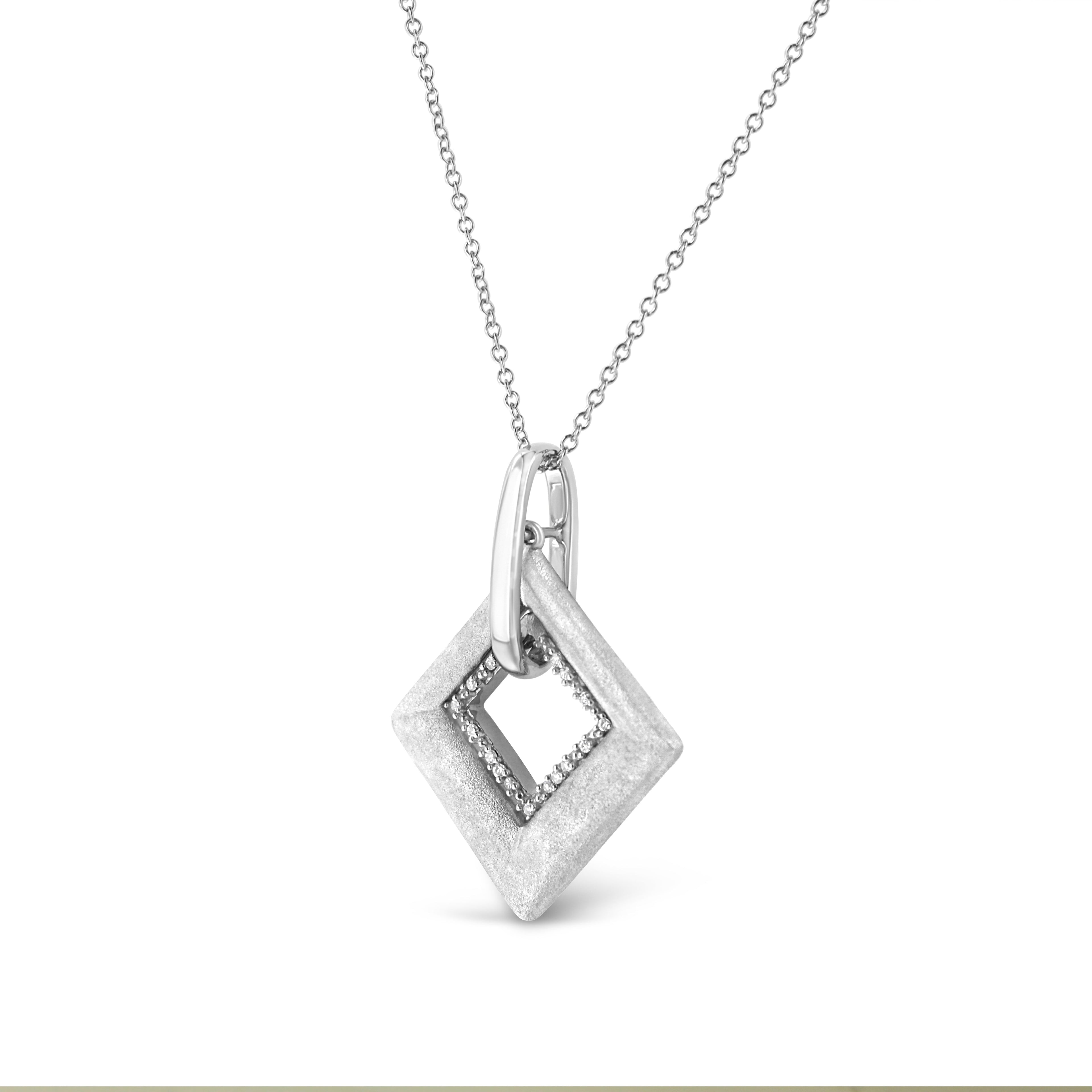 Haus of Brilliance .925 Sterling Silver Pave-Set Diamond Accent Kite Shape 18&quot; Pendant Necklace (I-J Color, I1-I2 Clarity)