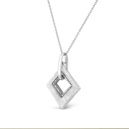 Haus of Brilliance .925 Sterling Silver Pave-Set Diamond Accent Kite Shape 18&quot; Pendant Necklace (I-J Color, I1-I2 Clarity)