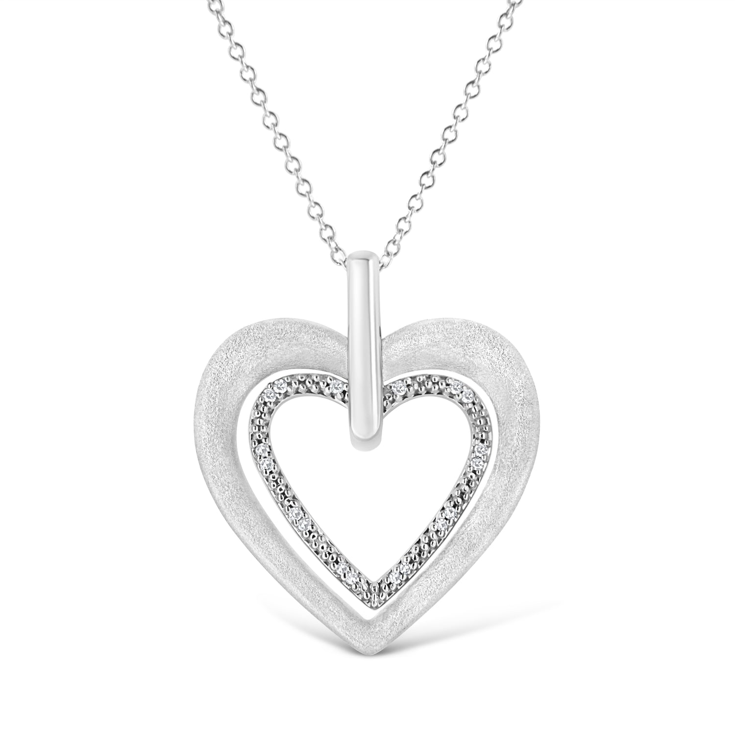 Haus of Brilliance .925 Sterling Silver Prong-Set Diamond Accent Double Heart 18&quot; Pendant Necklace (I-J Color, I1-I2 Clarity)