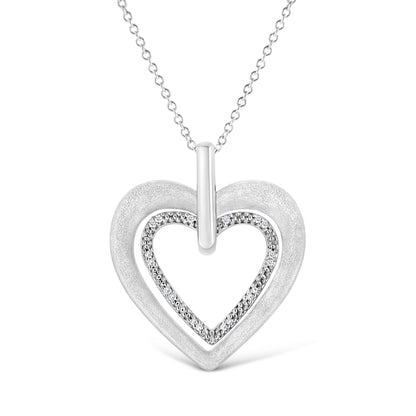 Haus of Brilliance .925 Sterling Silver Prong-Set Diamond Accent Double Heart 18&quot; Pendant Necklace (I-J Color, I1-I2 Clarity)