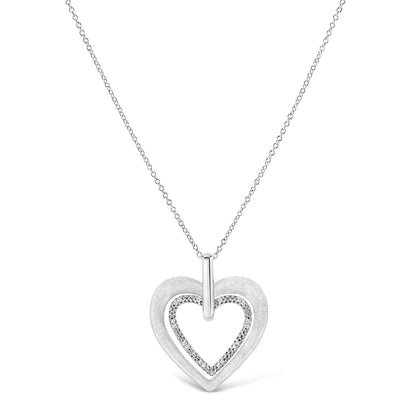 Haus of Brilliance .925 Sterling Silver Prong-Set Diamond Accent Double Heart 18&quot; Pendant Necklace (I-J Color, I1-I2 Clarity)