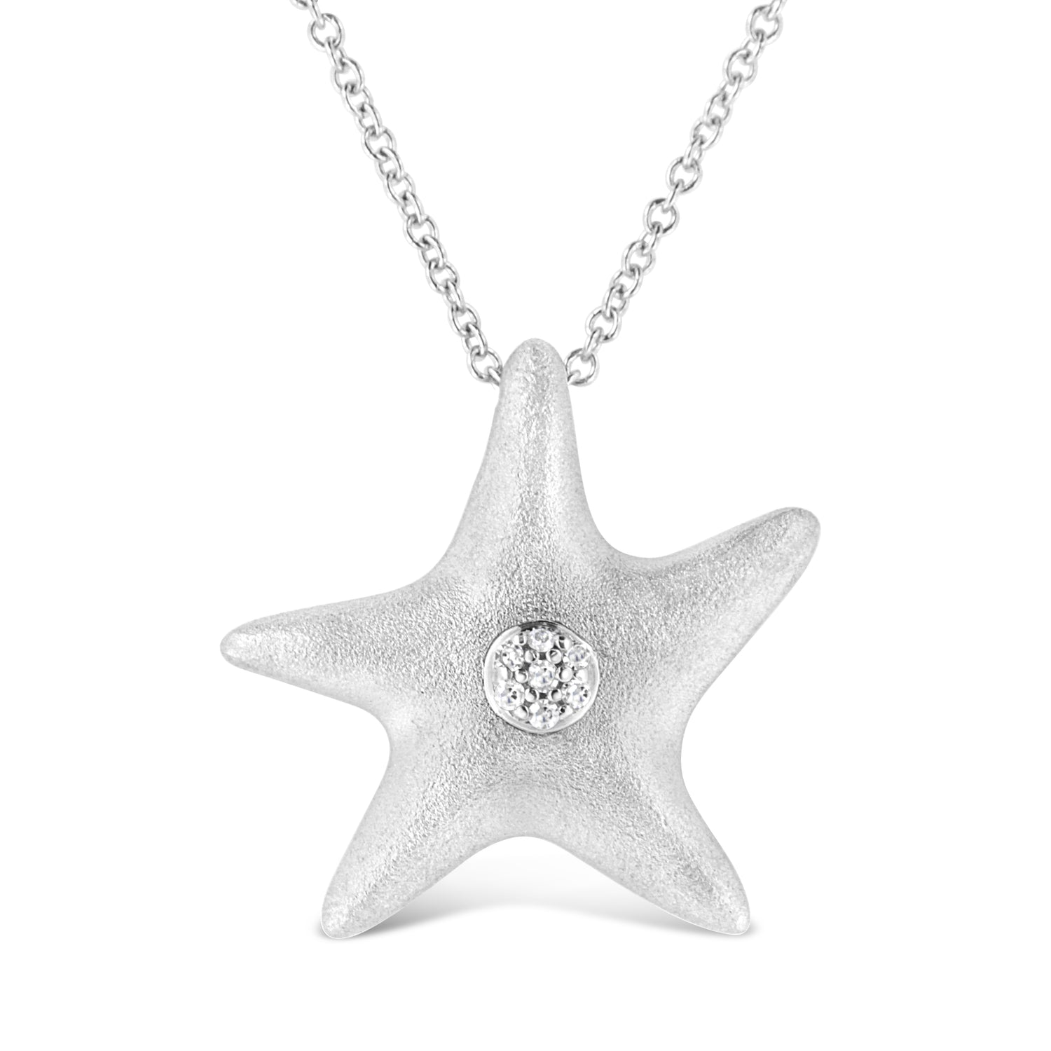 Haus of Brilliance .925 Sterling Silver Prong-Set Diamond Accent Starfish Pendant Necklace (I-J Color, I1-I2 Clarity) - Size 18&quot;