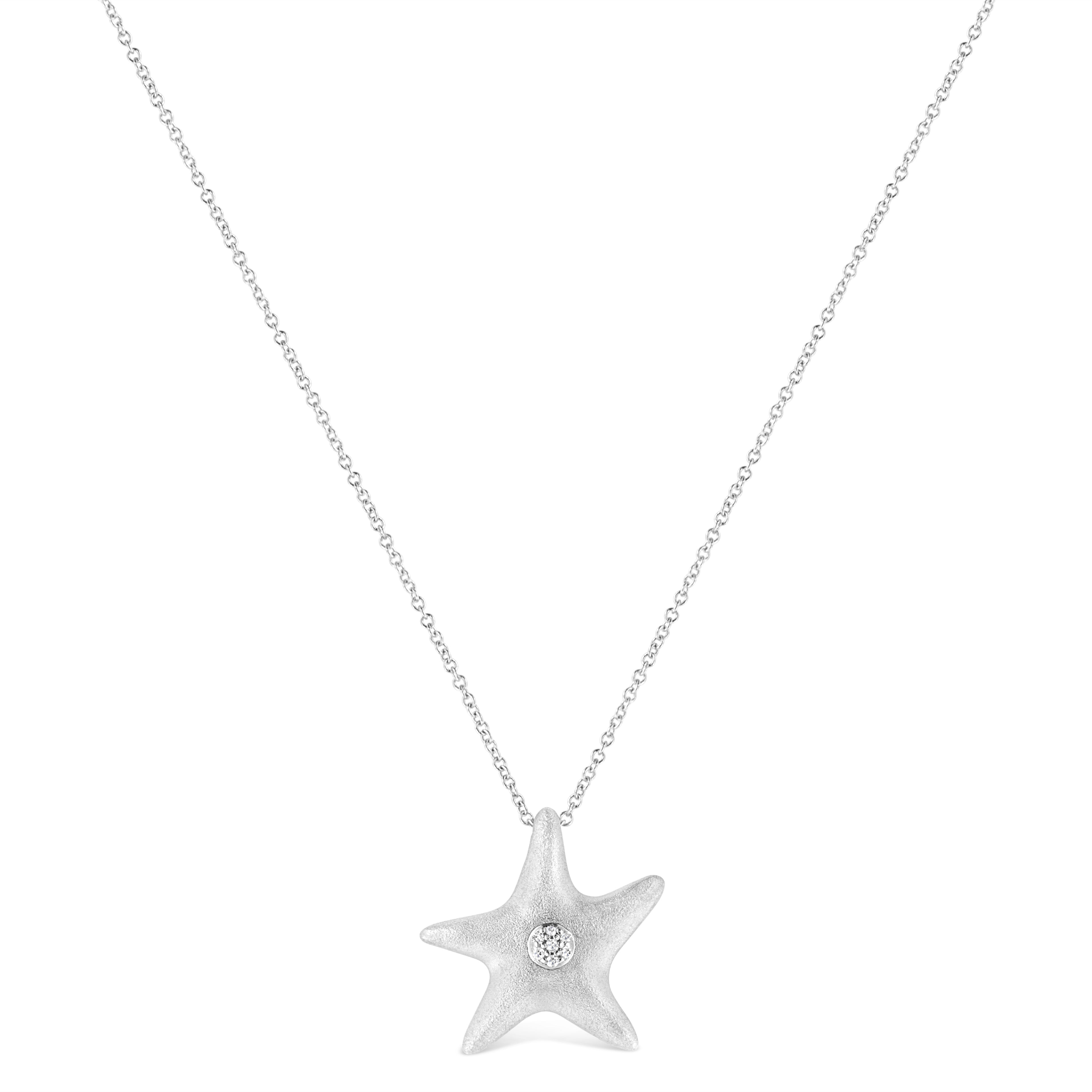 Haus of Brilliance .925 Sterling Silver Prong-Set Diamond Accent Starfish Pendant Necklace (I-J Color, I1-I2 Clarity) - Size 18&quot;