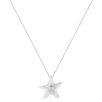 Haus of Brilliance .925 Sterling Silver Prong-Set Diamond Accent Starfish Pendant Necklace (I-J Color, I1-I2 Clarity) - Size 18&quot;