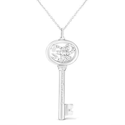 Haus of Brilliance .925 Sterling Silver Diamond Accent Scorpio Zodiac Key 18&quot; Pendant Necklace (K-L Color, I1-I2 Clarity)