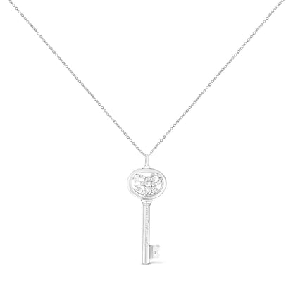 Haus of Brilliance .925 Sterling Silver Diamond Accent Scorpio Zodiac Key 18&quot; Pendant Necklace (K-L Color, I1-I2 Clarity)