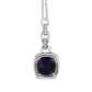 Haus of Brilliance .925 Sterling Silver 6x6MM Cushion Shaped Natural Purple Amethyst and Diamond Accented Bale 18" Inch Pendant Necklace (I-J Color, I1-I2 Clarity)