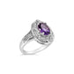 Haus of Brilliance .925 Sterling Silver 9x7mm Oval Purple Amethyst and Diamond Accent Art Deco Style Cocktail Ring (I-J Color, I1-I2 Clarity) - Size 6