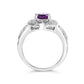 Haus of Brilliance .925 Sterling Silver 9x7mm Oval Purple Amethyst and Diamond Accent Art Deco Style Cocktail Ring (I-J Color, I1-I2 Clarity) - Size 6