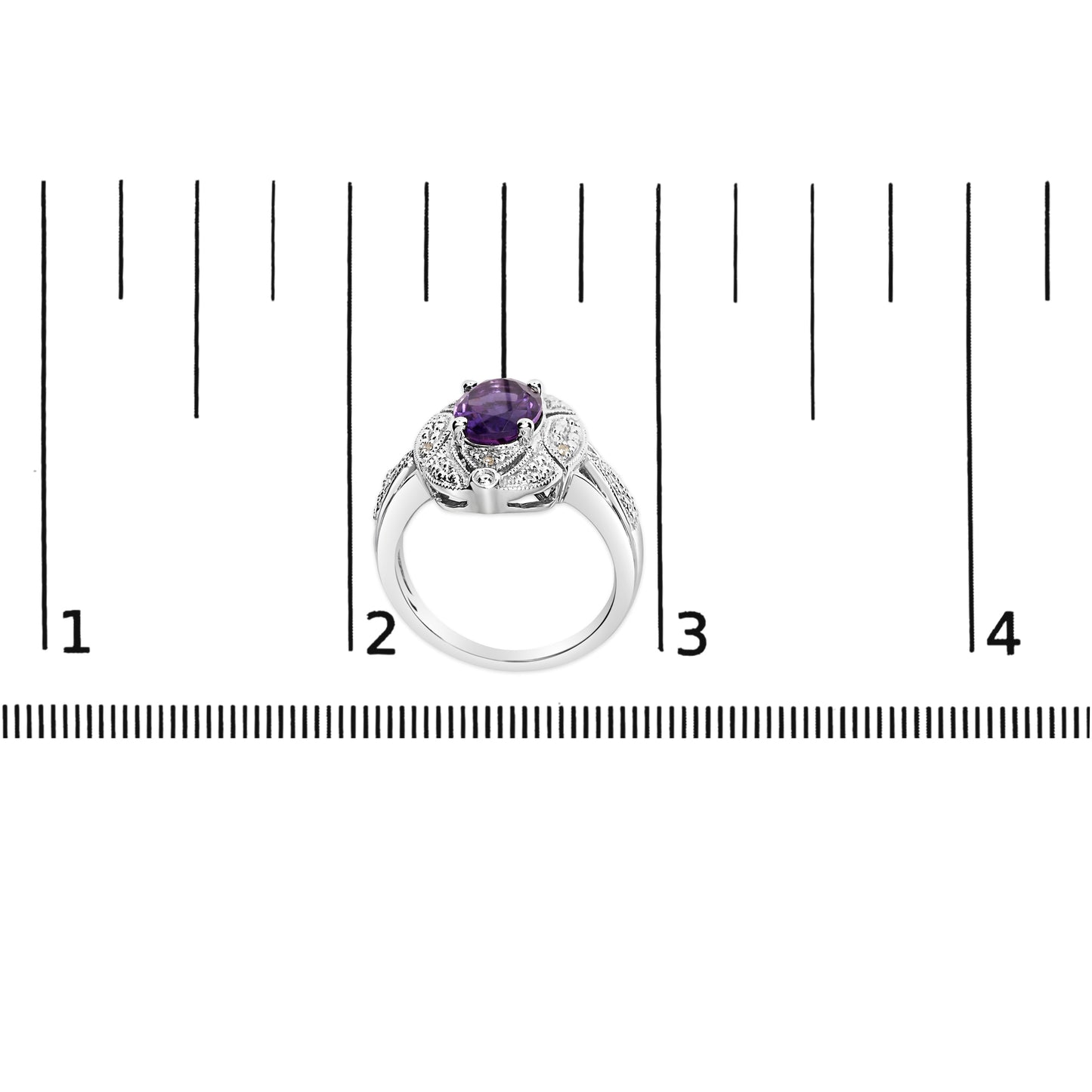 Haus of Brilliance .925 Sterling Silver 9x7mm Oval Purple Amethyst and Diamond Accent Art Deco Style Cocktail Ring (I-J Color, I1-I2 Clarity) - Size 6