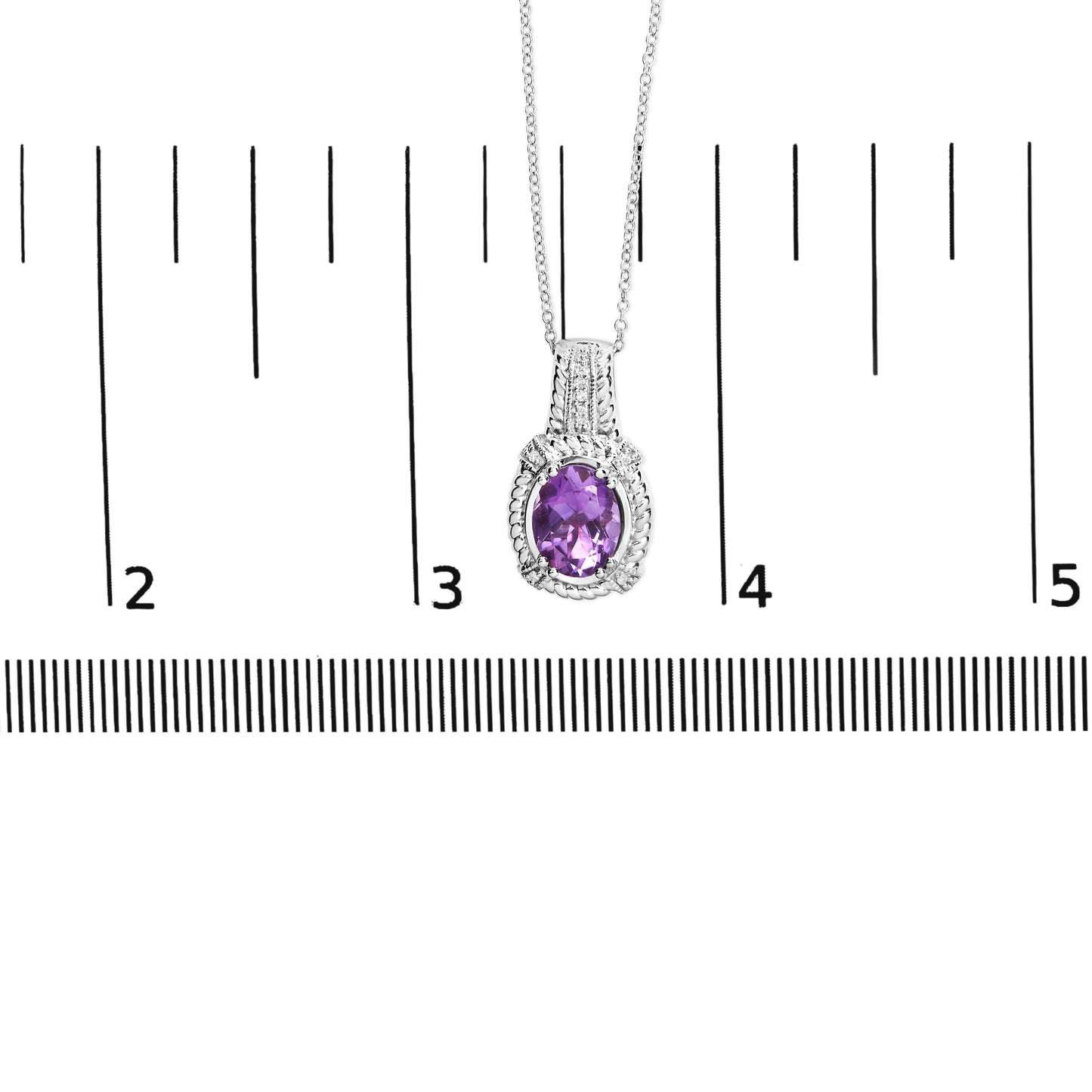 Haus of Brilliance .925 Sterling Silver 9x7mm Oval Purple Amethyst and Round Diamond Accent Fashion Drop Pendant 18 Inch Necklace (I-J Color, I1-I2 Clarity)