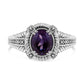 Haus of Brilliance .925 Sterling Silver Prong Set Natural Oval Shape 9X7 MM Purple Amethyst Solitaire and Diamond Accent Ring (I-J Color, I1-I2 Clarity) - Ring Size 7