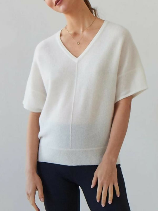 Brass The Cashmere Short Sleeve Shell-White-Medium