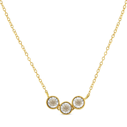 Haus of Brilliance Two-Toned Sterling-Silver Champagne Diamond 3 Stone Necklace (1/4 cttw, K-L Color, I2-I3 Clarity)