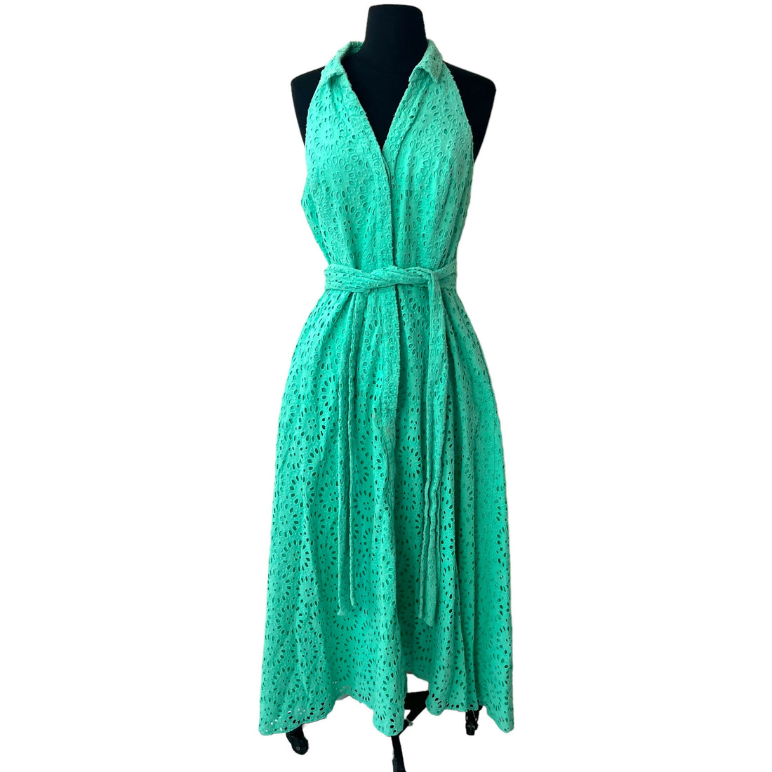 Lilly Pulitzer Chrisella Eyelet Midi Shirt Dress - Floral - Green/Gustavia Green Beach Paradise Eyelet - 10