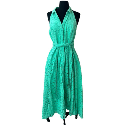 Lilly Pulitzer Chrisella Eyelet Midi Shirt Dress - Floral - Green/Gustavia Green Beach Paradise Eyelet - 10