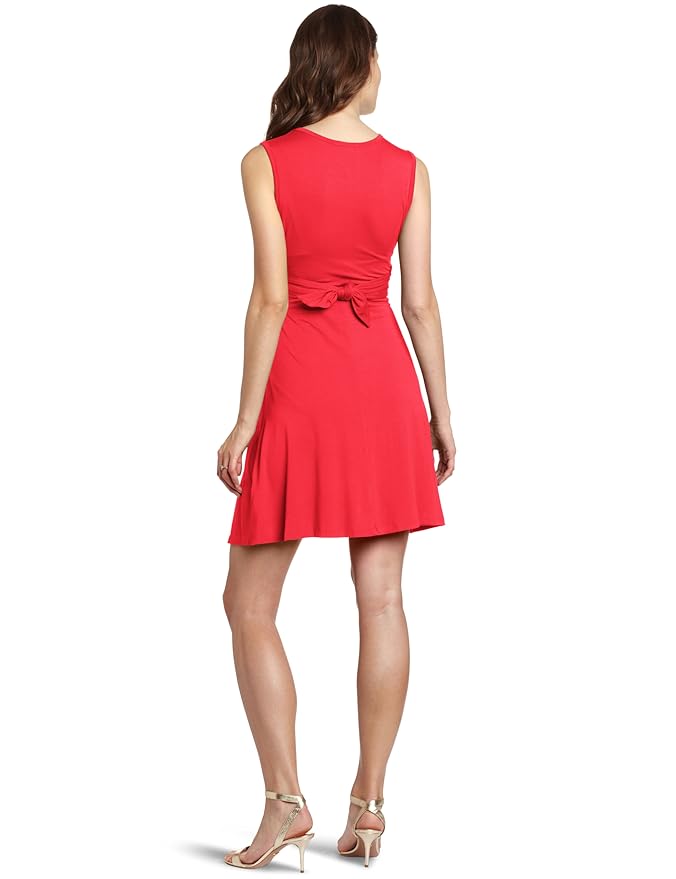 Maternal America Sleeveless Front Tie Dress - Red