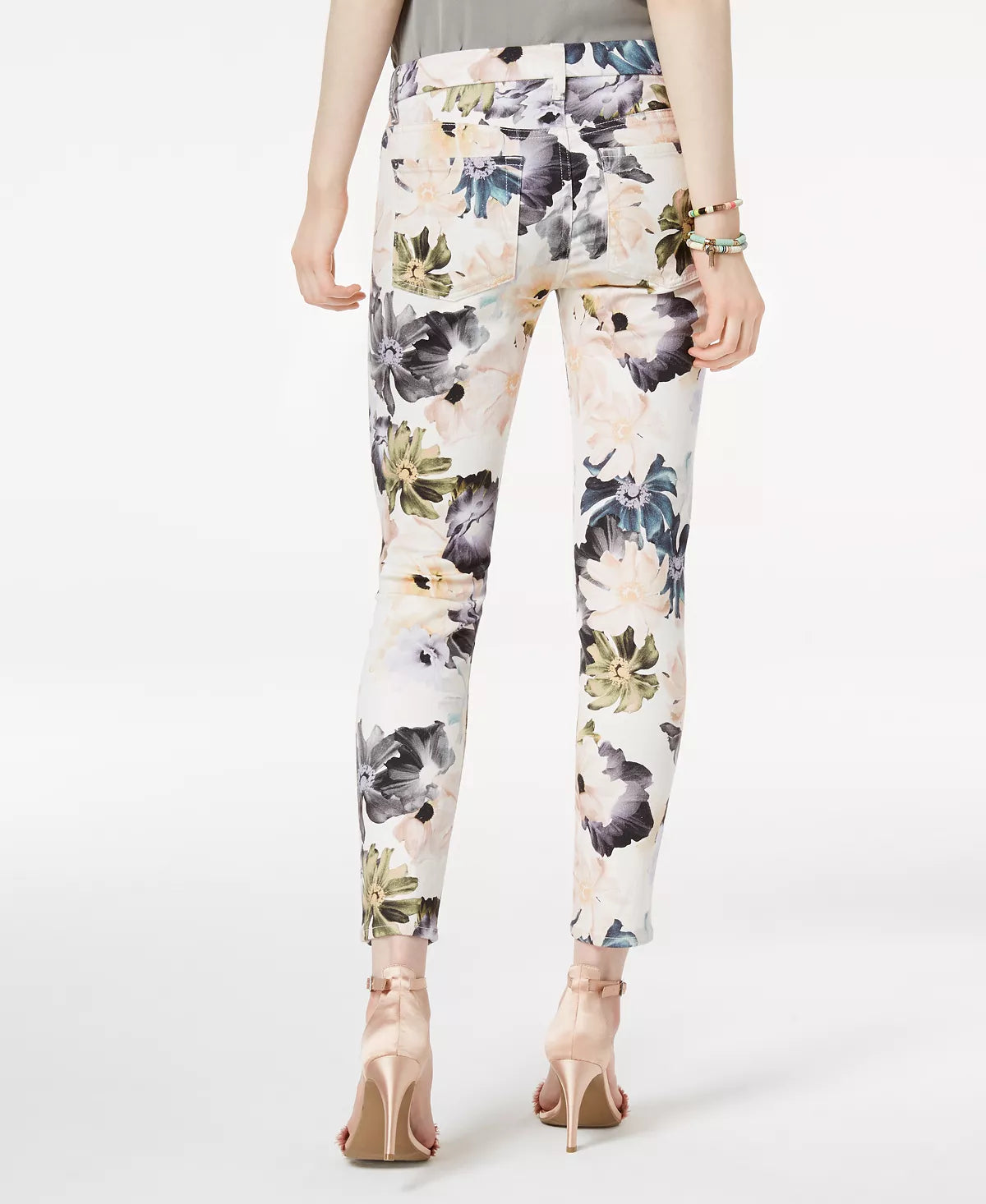 7 For All Mankind Cropped Printed Skinny Jeans - Floral - White Multi