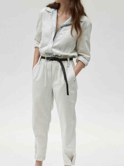 Thakoon Bleached Denim Utility Jumpsuit - /White Multi