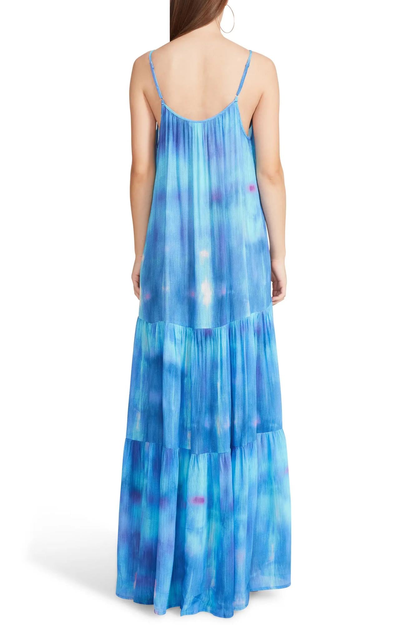 BB Dakota Spaghetti Strap Water Goddess Dress - Tie Dye - Blue Multi/Blue