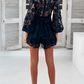 One And Only Navy Lace Overlay Romper / S NWOT