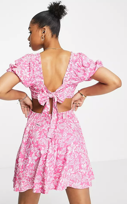 Asos Pink Floral Cut Out Mini / L