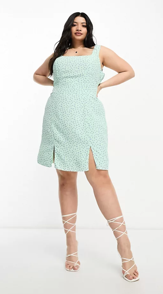 Asos Mint Floral Print Dress / 3XL