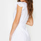 PrettyLittleThing White Embroidered Frill Shoulder Dress / XS