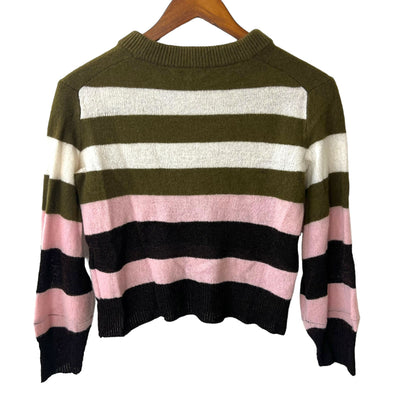 Rag &amp; Bone Cashmere Blend Long Sleeve Sweater - Stripes - Pink Multi/Pink/Brown - S