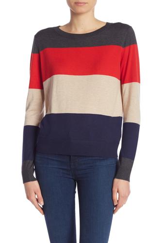 Splendid Long Sleeve Striped Sweater - Stripes - Multi - L