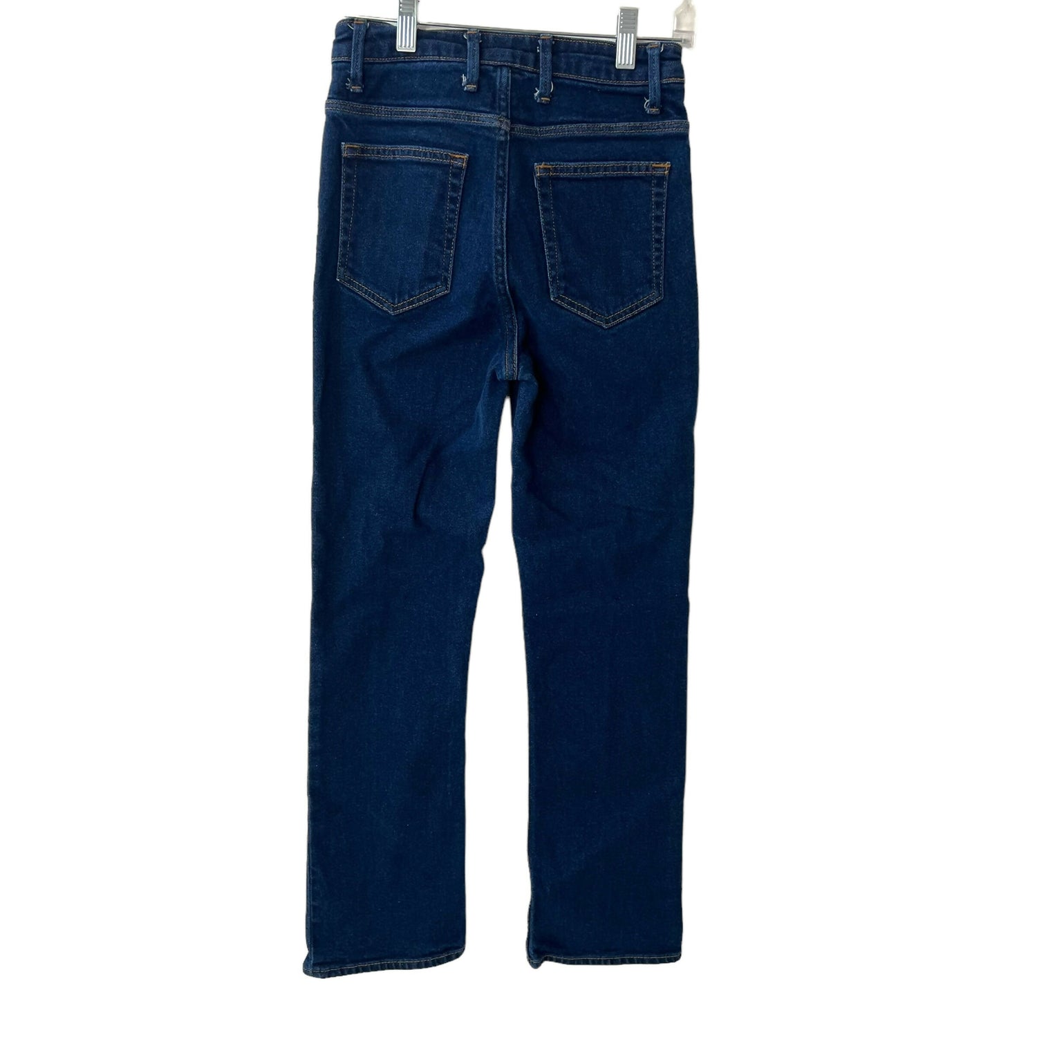 Sandro High Waist Jeans Dark Wash Reverse Seam Cropped Ankle Sz 24