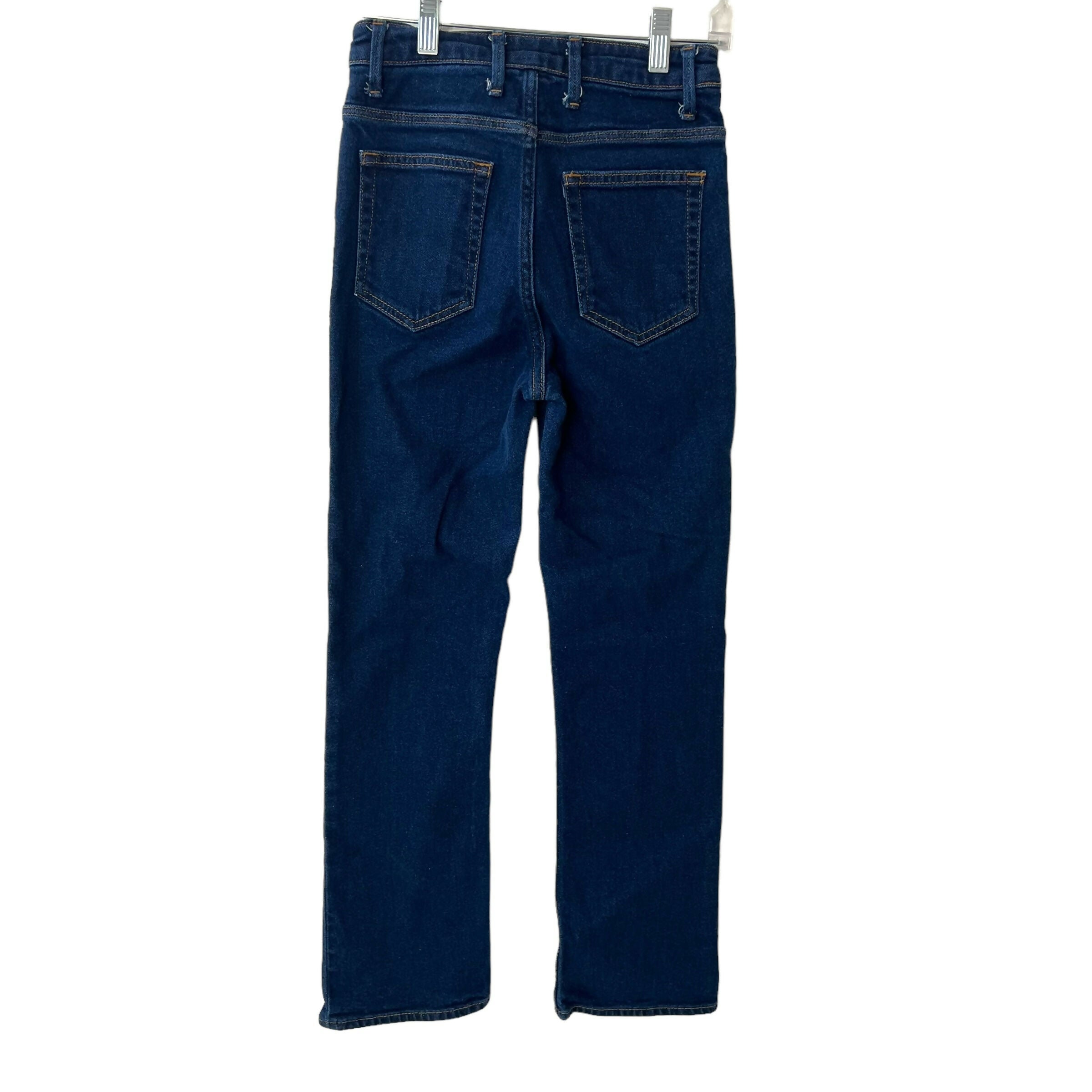 Sandro High Waist Jeans Dark Wash Reverse Seam Cropped Ankle Sz 24