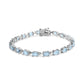 Haus of Brilliance .925 Sterling Silver 11.0 Cttw Oval Shaped Created Light Blue Topaz Link Bracelet - 7 inch