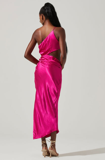 ASTR the Label Marissa Satin Halter Cut Out Midi Dress - /Pink