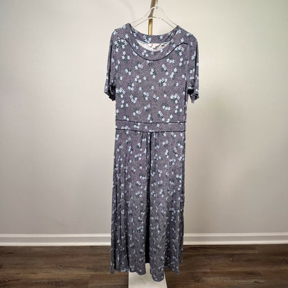 Boden Short Sleeve Printed Jersey Midi Dress Floral Blue Multi/Navy/Heron Blue Daisy/Size 10