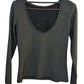 Reiss Long Sleeve Open Back Shimmer Top-Black-Multi Small