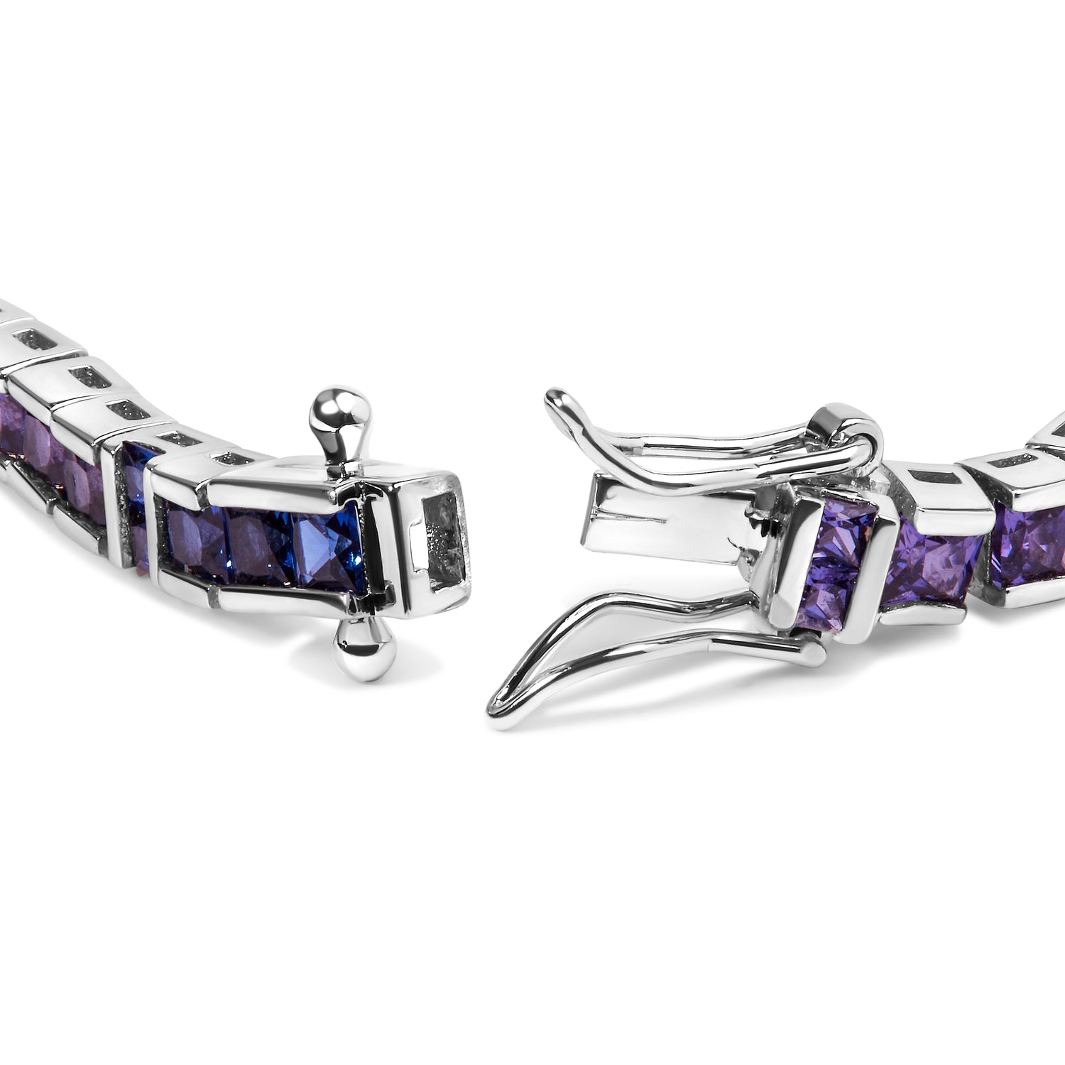 Huas of Brilliance .925 Sterling Silver 12.0 Cttw Multi Colored Princess Cut Gemstone Link Tennis Bracelet (AAA Quality) - 7.25&quot; Inches