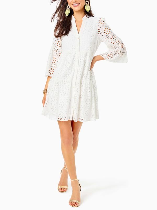 Lilly Pulitzer Hazelanne Eyelet Tiered Dress - /White - 12