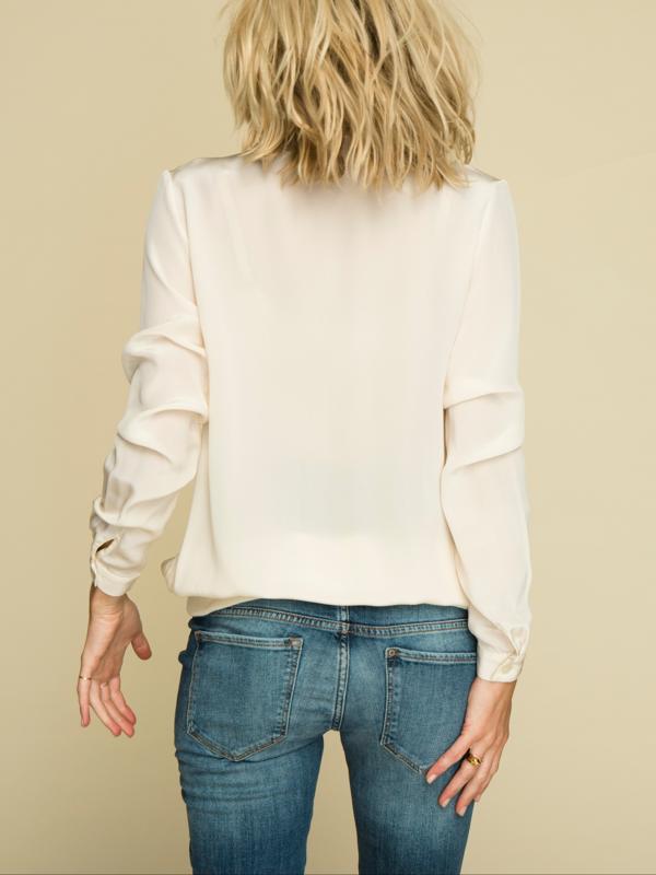 Reconnect Barbican Long Sleeve Stretch Hem Silk Maternity Blouse - /Off-White - LM