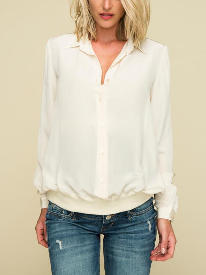 Reconnect Barbican Long Sleeve Stretch Hem Silk Maternity Blouse - /Off-White - LM