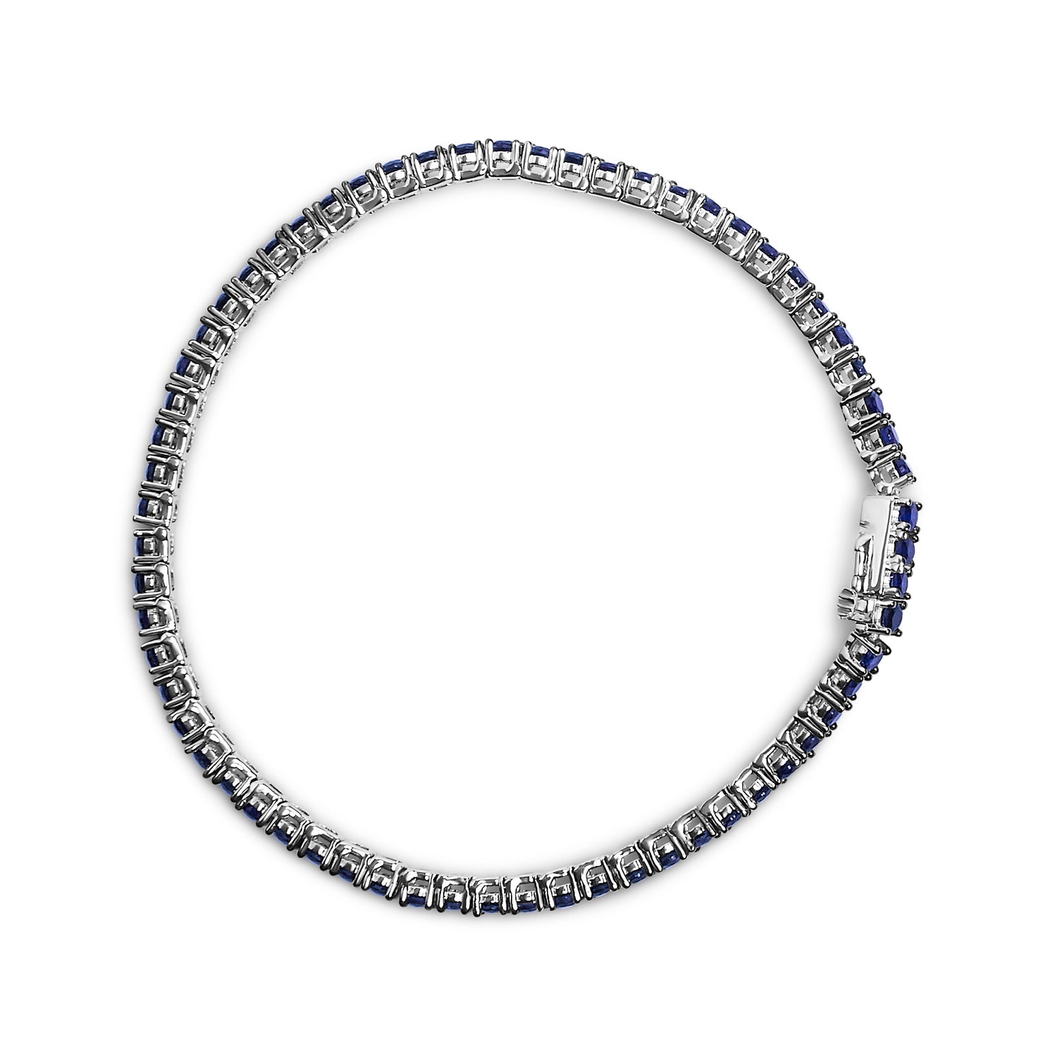 Haus of Brilliance .925 Sterling Silver 5 3/4 Cttw Round Created Blue Sapphire Tennis Bracelet - 7.25&quot; Inches