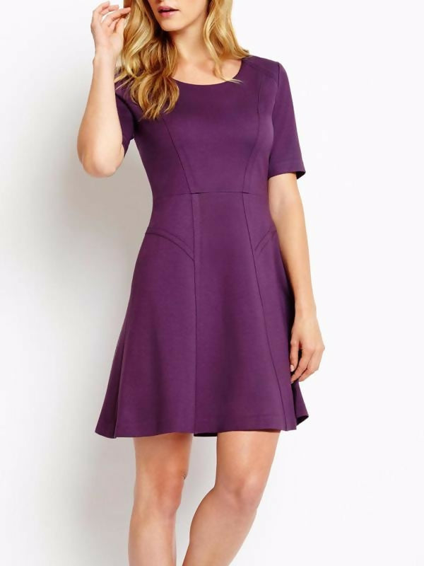 Of Mercer Short Sleeve Fit &amp; Flare Sullivan Dress - Purple/Size 10
