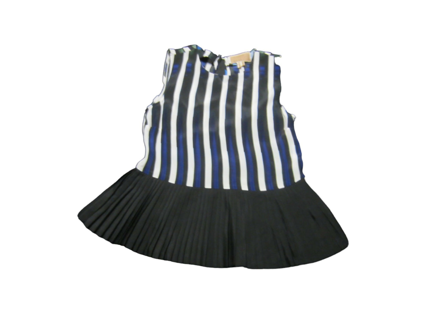 Nicole Miller NY Sleeveless Pleated Blouse - Geometric - Blue Multi/Multicolor - XS