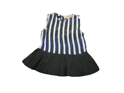 Nicole Miller NY Sleeveless Pleated Blouse - Geometric - Blue Multi/Multicolor - XS