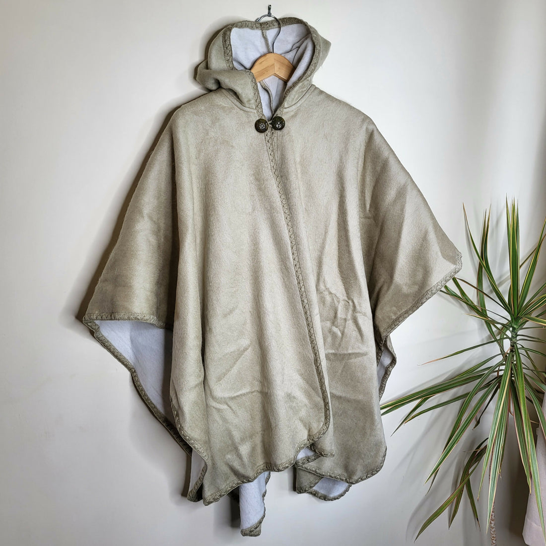 Ecualama patim lightweight baby alpaca hooded cape poncho solid ecru cream